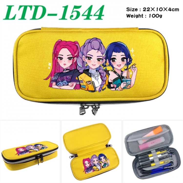 K-Pop Demon Hunters Anime Waterproof canvas zipper clamshell pencil case pencil case 22x10x4cm