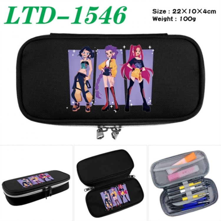 K-Pop Demon Hunters Anime Waterproof canvas zipper clamshell pencil case pencil case 22x10x4cm