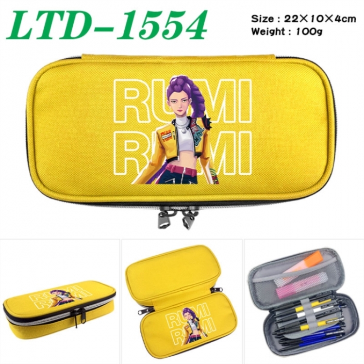 K-Pop Demon Hunters Anime Waterproof canvas zipper clamshell pencil case pencil case 22x10x4cm