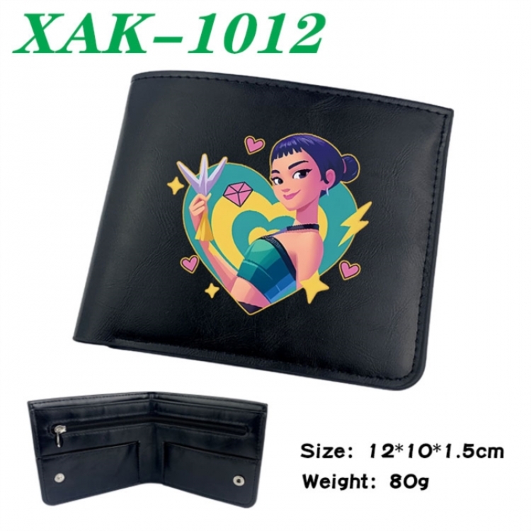 K-Pop Demon Hunters Animation soft leather inner buckle black leather wallet 12X10X1.5CM