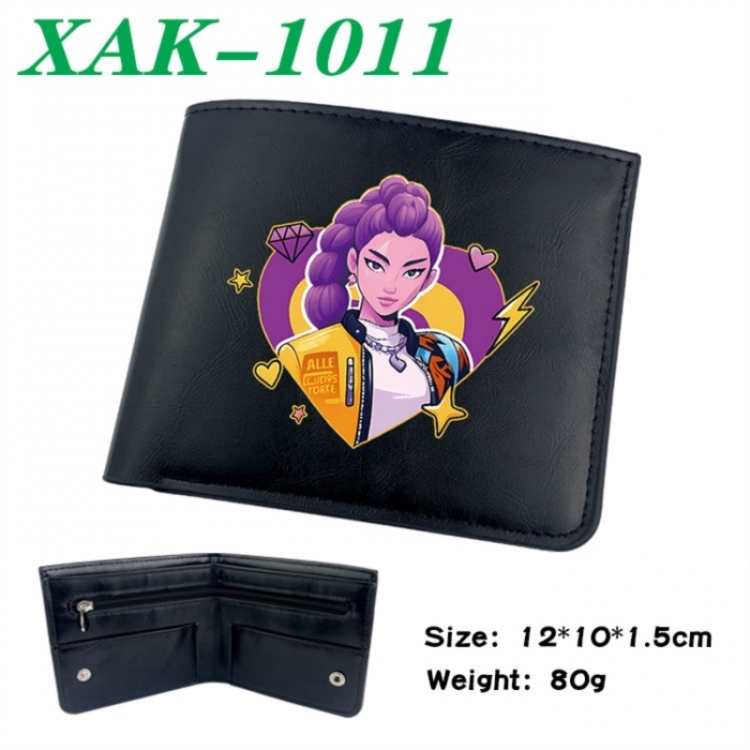 K-Pop Demon Hunters Animation soft leather inner buckle black leather wallet 12X10X1.5CM