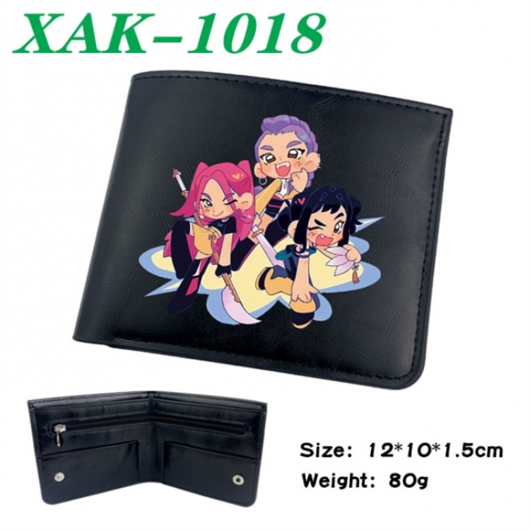 K-Pop Demon Hunters Animation soft leather inner buckle black leather wallet 12X10X1.5CM