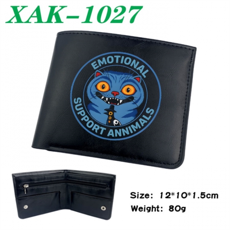 K-Pop Demon Hunters Animation soft leather inner buckle black leather wallet 12X10X1.5CM