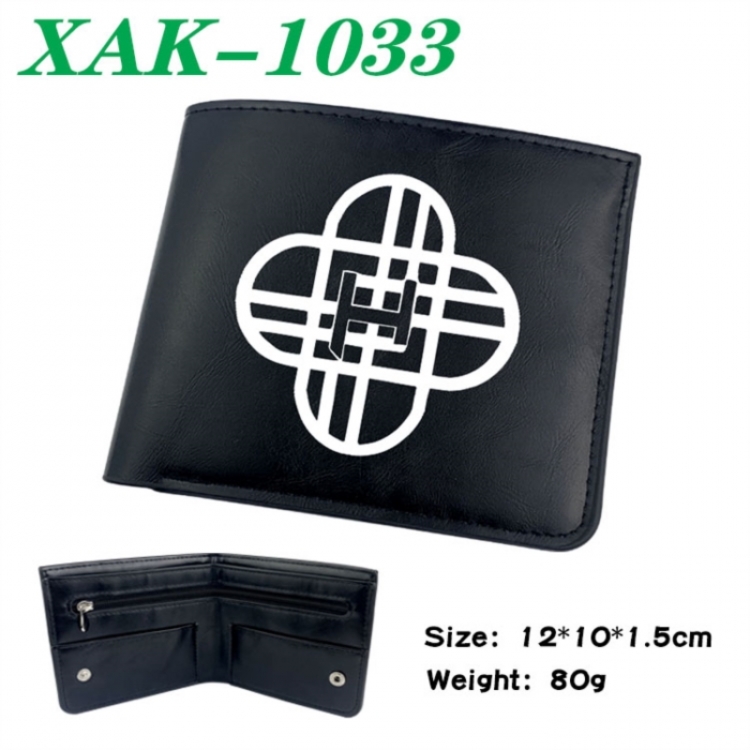 K-Pop Demon Hunters Animation soft leather inner buckle black leather wallet 12X10X1.5CM