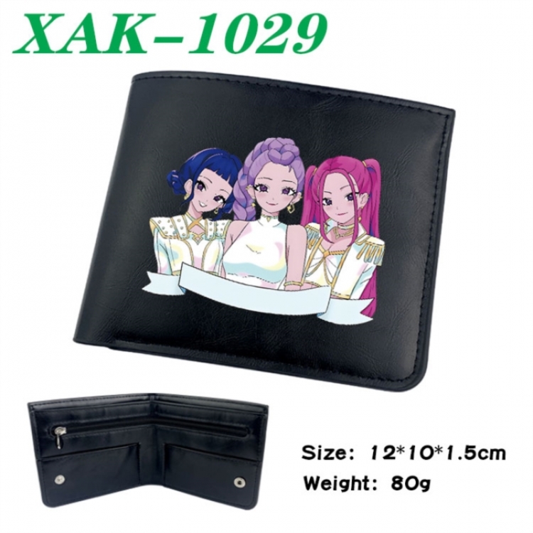 K-Pop Demon Hunters Animation soft leather inner buckle black leather wallet 12X10X1.5CM