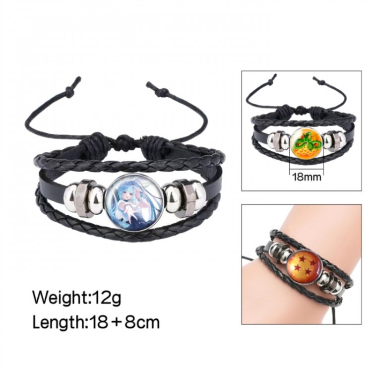 Hatsune Miku Anime peripheral crystal leather rope bracelet price for 5 pcs 