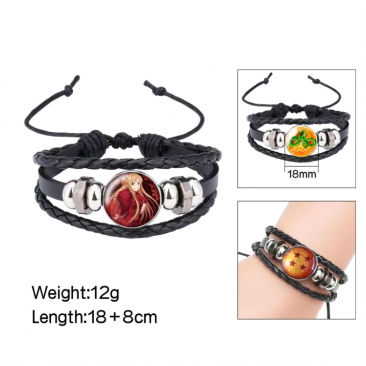 Sword Art Online Anime peripheral crystal leather rope bracelet price for 5 pcs 