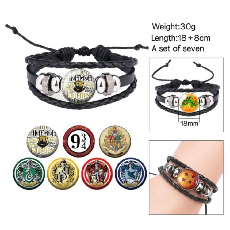 Harry Potter Anime Freestyle Crystal Leather Rope Bracelet Set