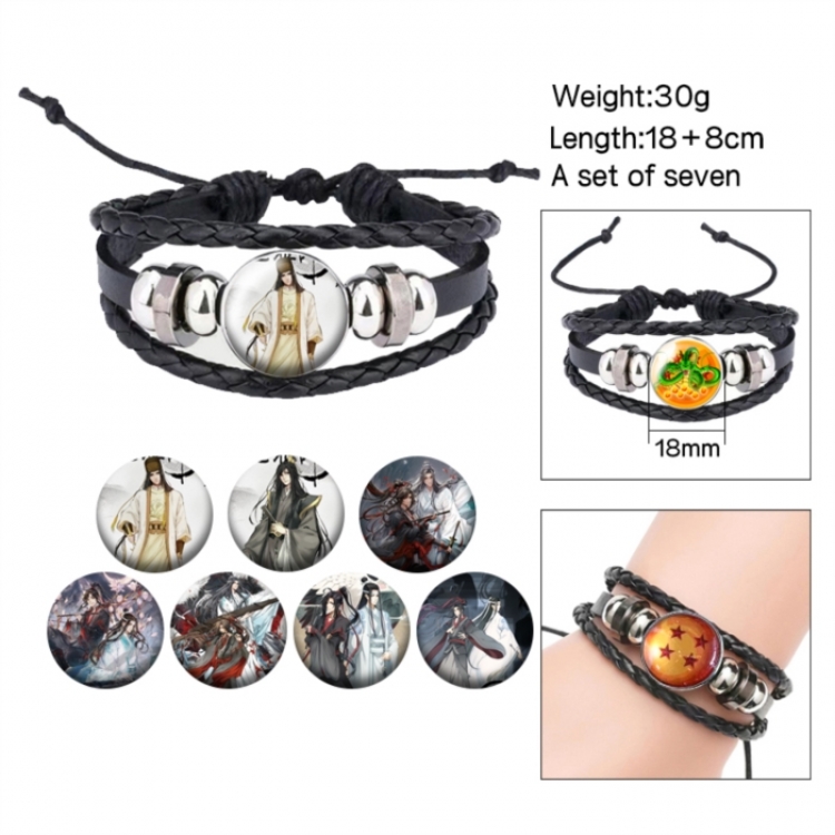 The wizard of the de Anime Freestyle Crystal Leather Rope Bracelet Set