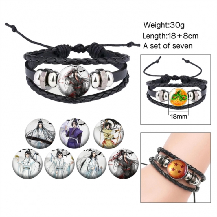 The wizard of the de Anime Freestyle Crystal Leather Rope Bracelet Set