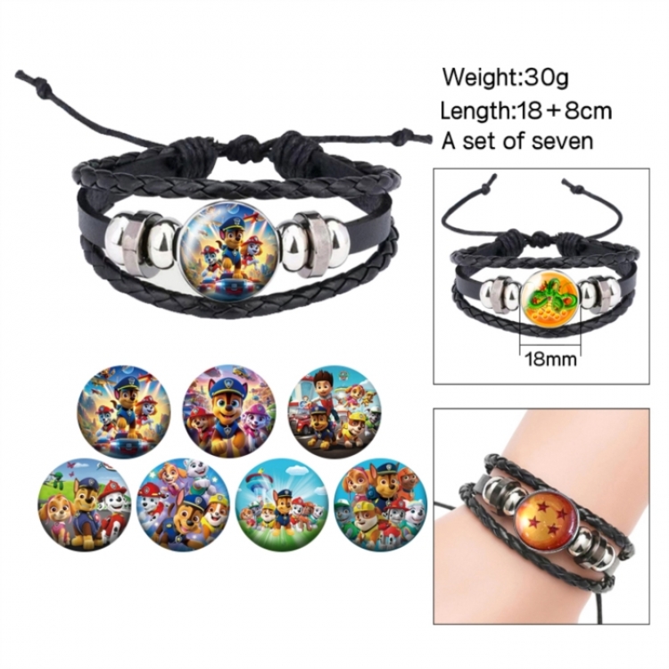 PAW Patrol Anime Freestyle Crystal Leather Rope Bracelet Set
