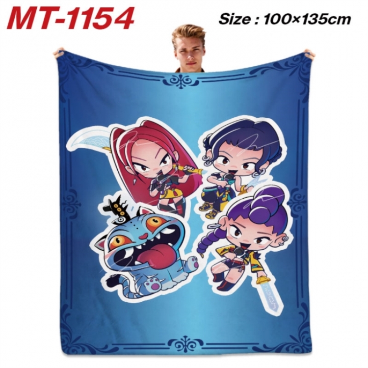 K-Pop Demon Hunters Anime flannel blanket air conditioner quilt double-sided printing 100x135cm