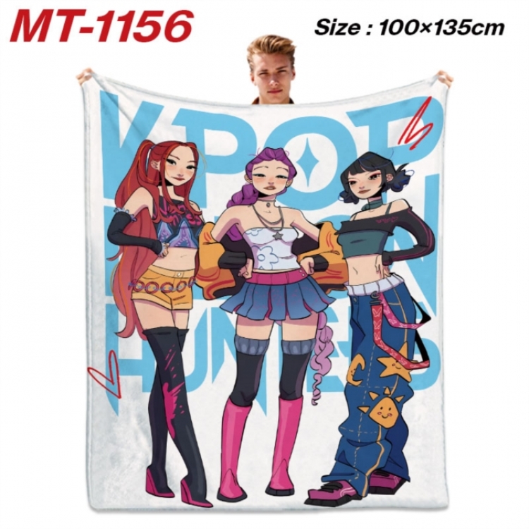 K-Pop Demon Hunters Anime flannel blanket air conditioner quilt double-sided printing 100x135cm