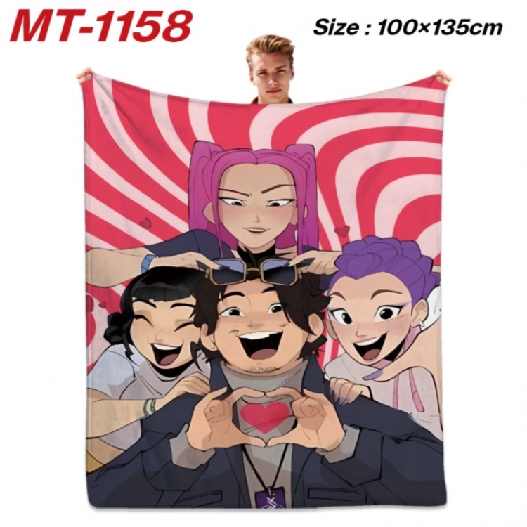 K-Pop Demon Hunters Anime flannel blanket air conditioner quilt double-sided printing 100x135cm