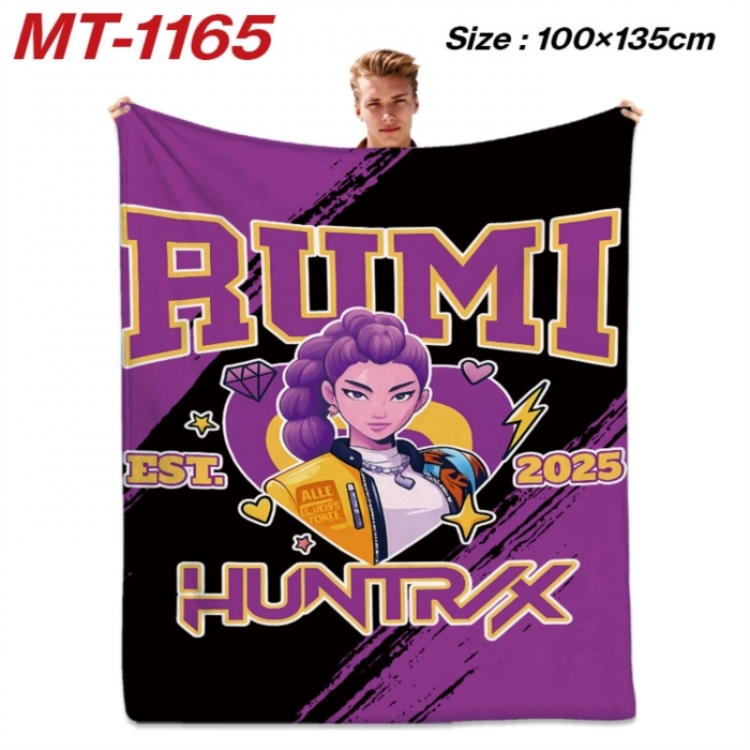K-Pop Demon Hunters Anime flannel blanket air conditioner quilt double-sided printing 100x135cm