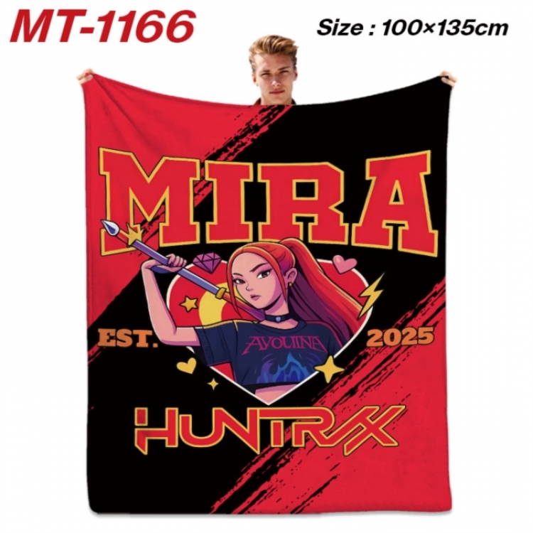 K-Pop Demon Hunters Anime flannel blanket air conditioner quilt double-sided printing 100x135cm