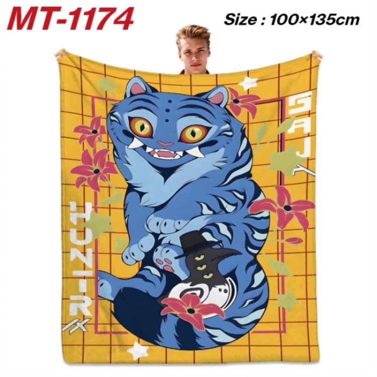 K-Pop Demon Hunters Anime flannel blanket air conditioner quilt double-sided printing 100x135cm