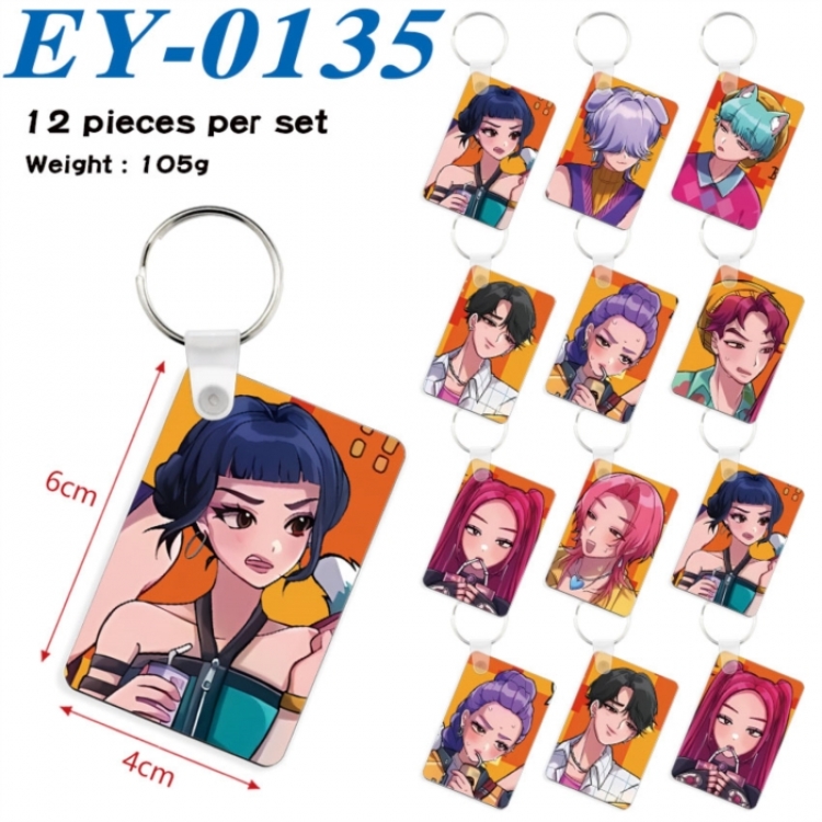 K-Pop Demon Hunters Anime rectangular keychain pendant 6x4cm a set of 12