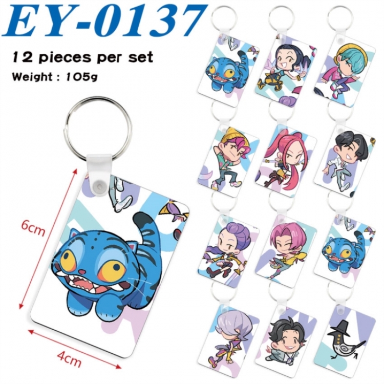K-Pop Demon Hunters Anime rectangular keychain pendant 6x4cm a set of 12