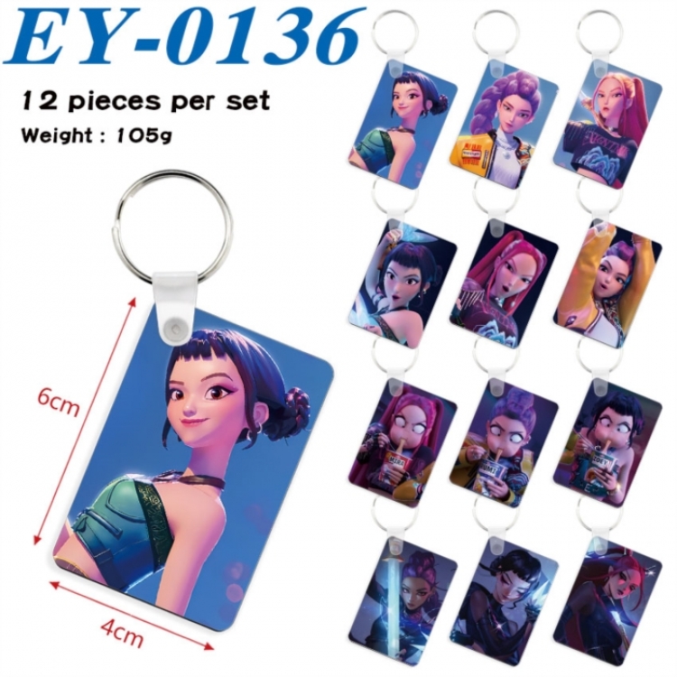 K-Pop Demon Hunters Anime rectangular keychain pendant 6x4cm a set of 12