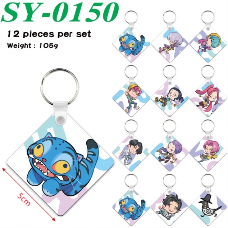 K-Pop Demon Hunters Anime Square Keychain Pendant 5x5cm a set of 12