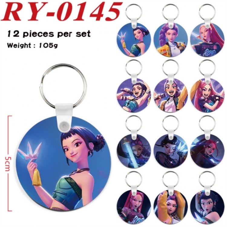 K-Pop Demon Hunters Anime circular keychain pendant 5cm a set of 12