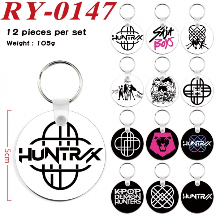 K-Pop Demon Hunters Anime circular keychain pendant 5cm a set of 12