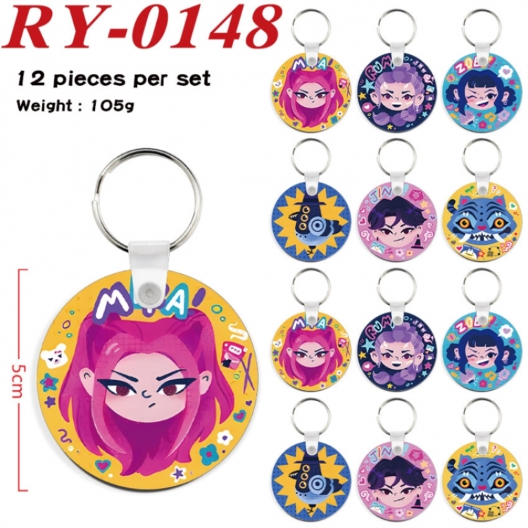 K-Pop Demon Hunters Anime circular keychain pendant 5cm a set of 12