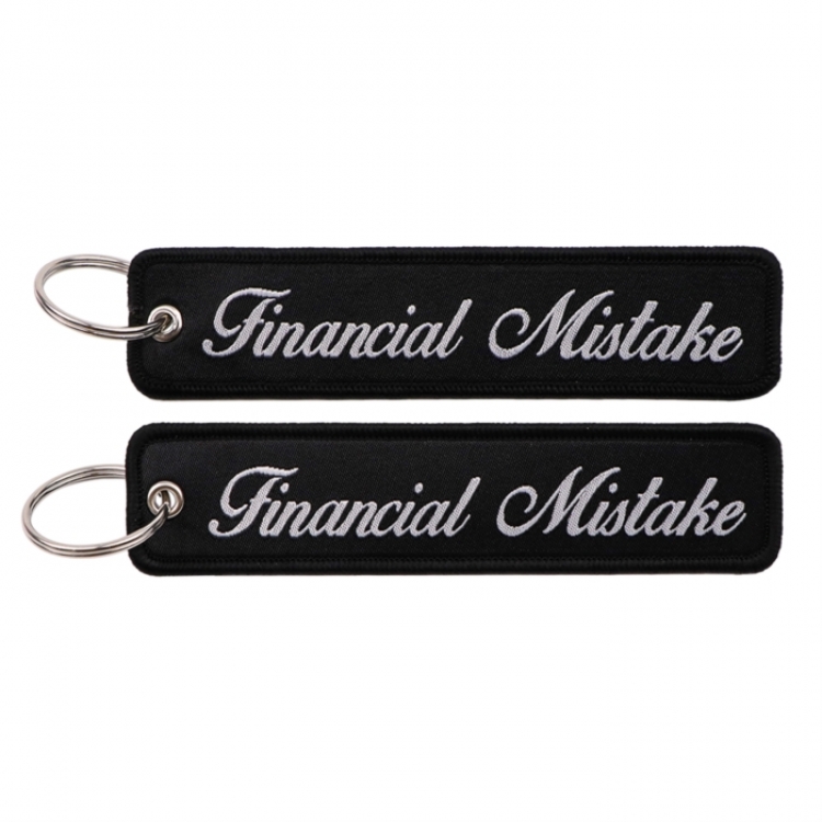 English alphabet Double sided color woven label keychain with thickened hanging rope 13x3cm 10G price for 5 pcs