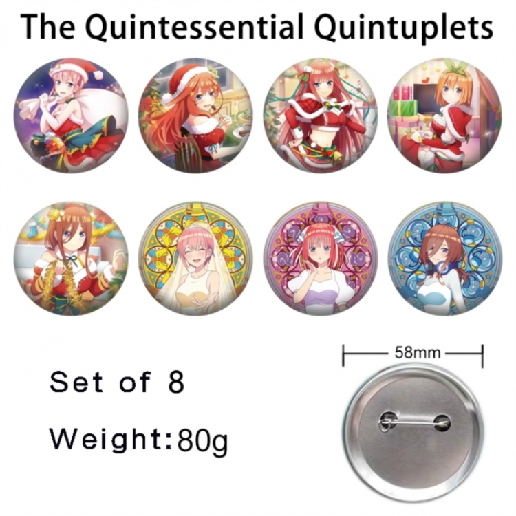 The Quintessential Quintuplets Anime tinplate brooch badge 58mm a set of 8