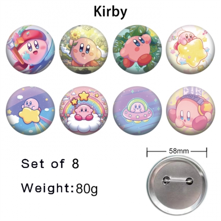 Kirby Anime tinplate brooch badge 58mm a set of 8