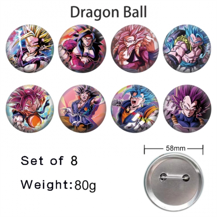 DRAGON BALL Anime tinplate brooch badge 58mm a set of 8