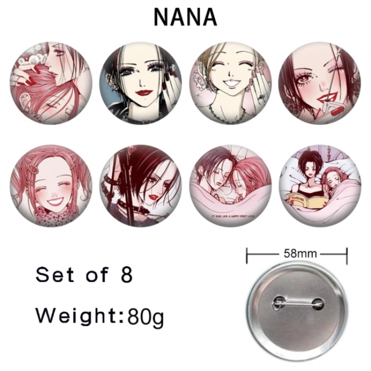NANA Anime tinplate brooch badge 58mm a set of 8