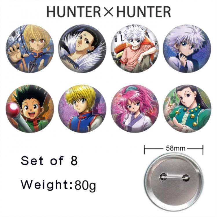HunterXHunter Anime tinplate brooch badge 58mm a set of 8