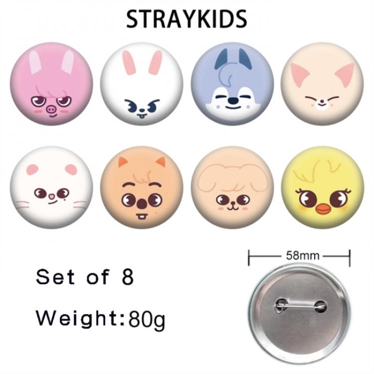 straykids Anime tinplate brooch badge 58mm a set of 8