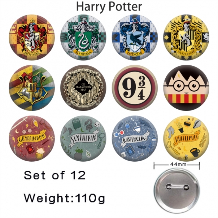 Harry Potter Anime tinplate bright film badge 44mm a set of 12
