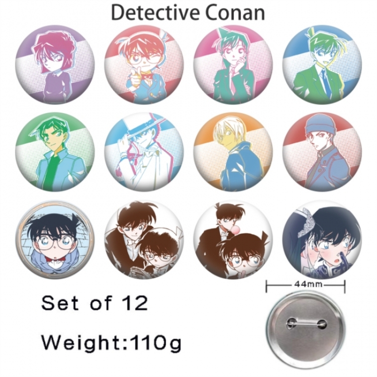 Detective conan Anime tinplate bright film badge 44mm a set of 12