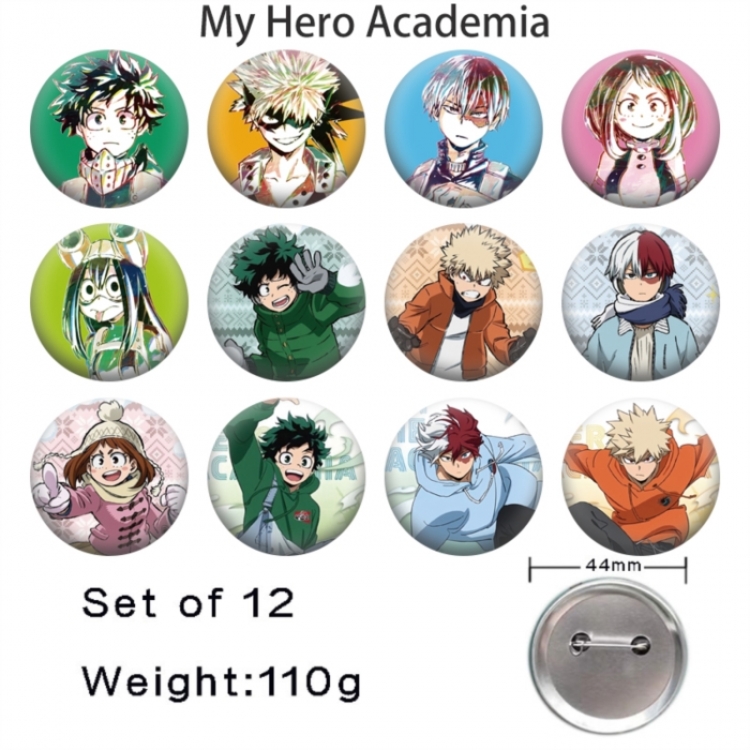 My Hero Academia Anime tinplate bright film badge 44mm a set of 12