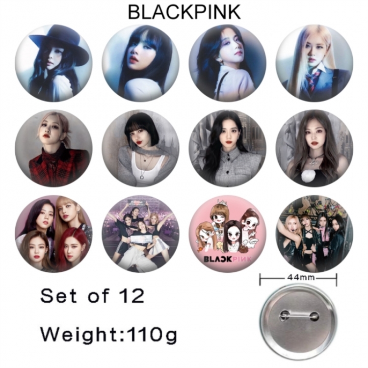 BLACK PINK Anime tinplate bright film badge 44mm a set of 12