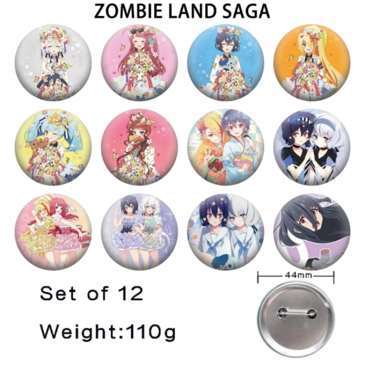ZombieLandSaga Anime tinplate bright film badge 44mm a set of 12