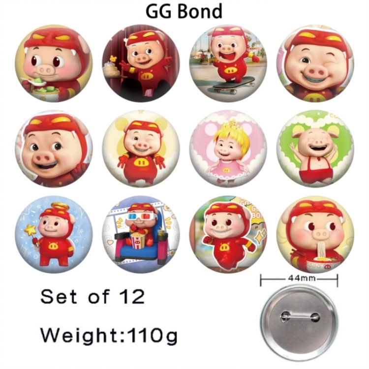 GG Bond Anime tinplate bright film badge 44mm a set of 12