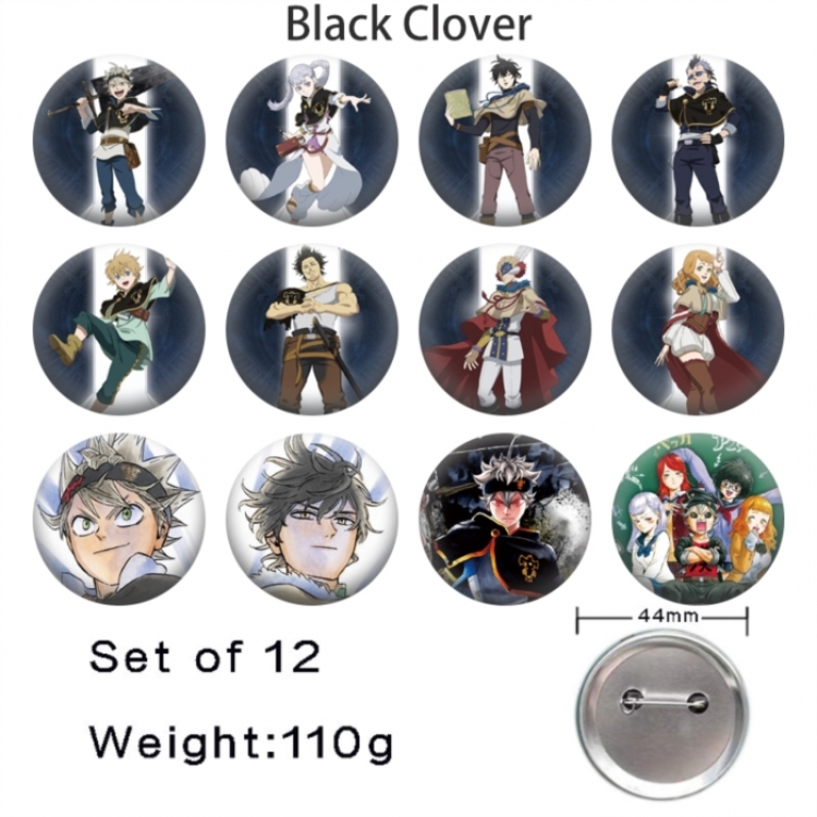 Black Clover Anime tinplate bright film badge 44mm a set of 12
