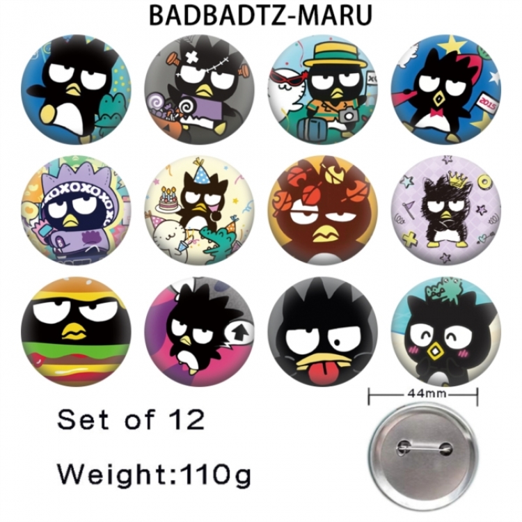 BAD BADTZ-MARU Anime tinplate bright film badge 44mm a set of 12