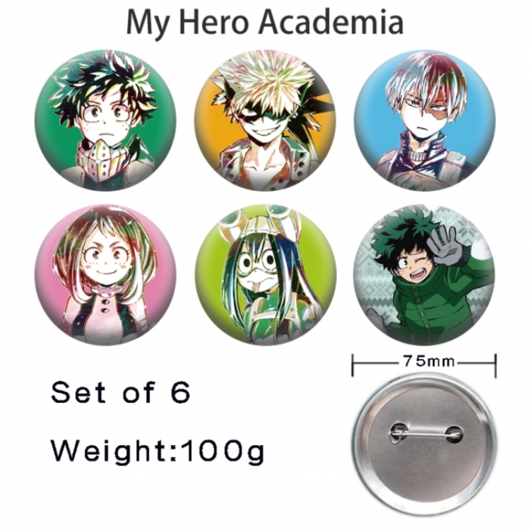 My Hero Academia Anime Tinplate Bright Film Emblem Badge 75mm a set of 6