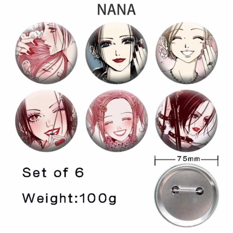 NANA Anime Tinplate Bright Film Emblem Badge 75mm a set of 6