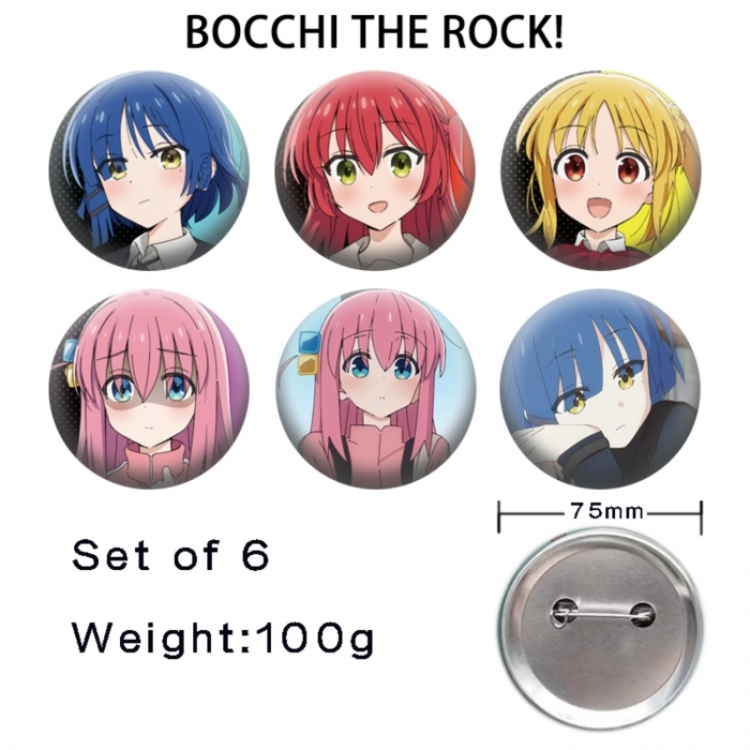 BOCCHI THE ROCK!  Anime Tinplate Bright Film Emblem Badge 75mm a set of 6