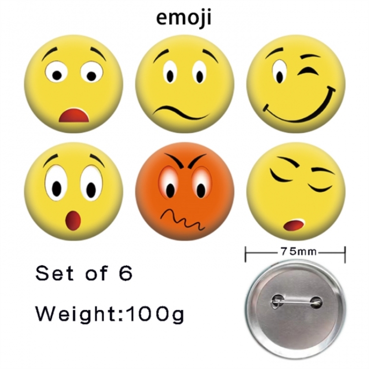 expression Anime Tinplate Bright Film Emblem Badge 75mm a set of 6