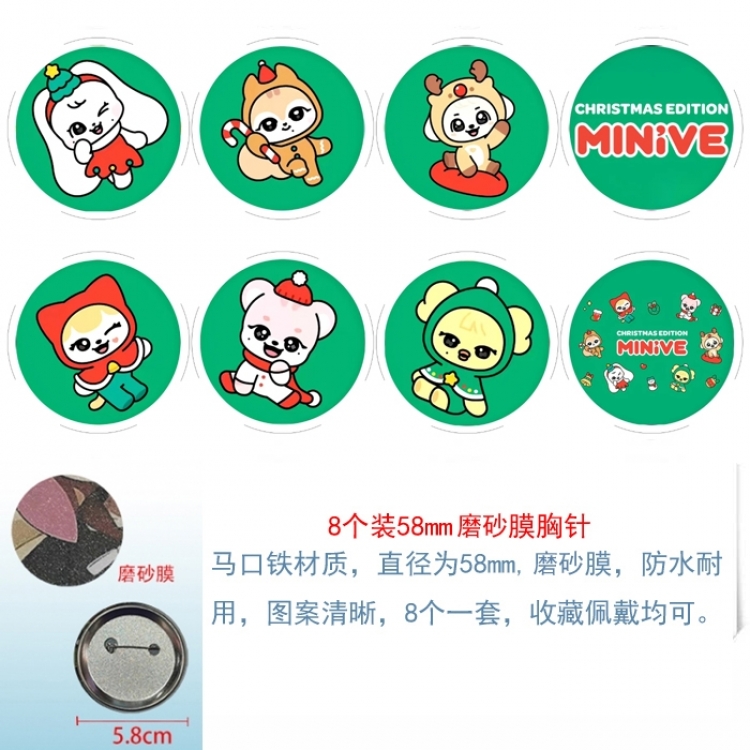 IVE Anime round scrub film brooch badge 58MM a set of 8