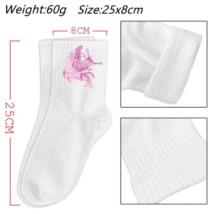 Chainsaw Man Anime Print Long Crew Cotton Socks 25x8cm