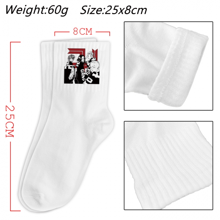 Tokyo Revengers Anime Print Long Crew Cotton Socks 25x8cm